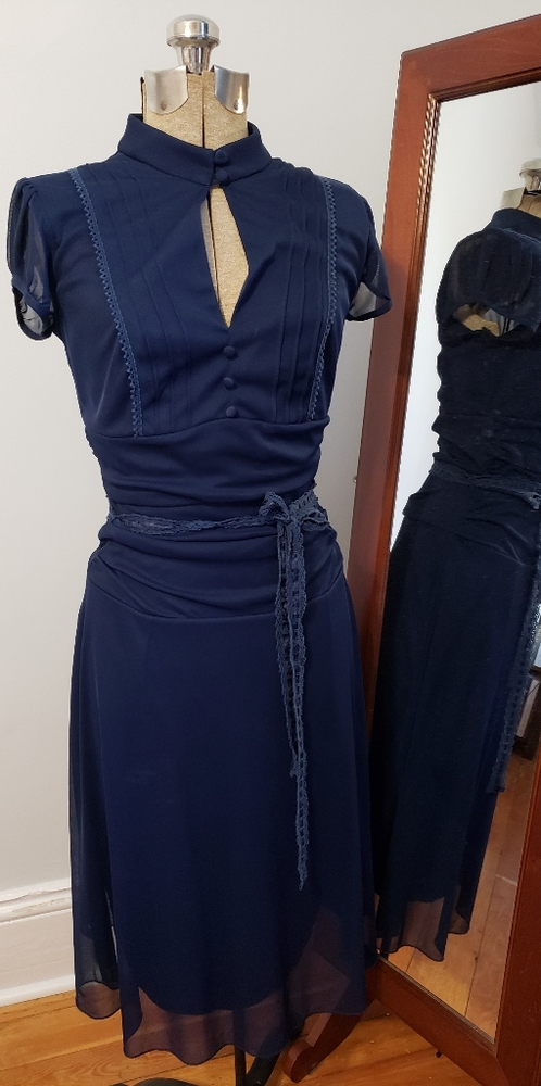 Navy keyhole dress